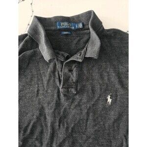 Polo Ralph Lauren Polo Shirt Black Slim Fit Short Sleeve Large Cotton White Pony